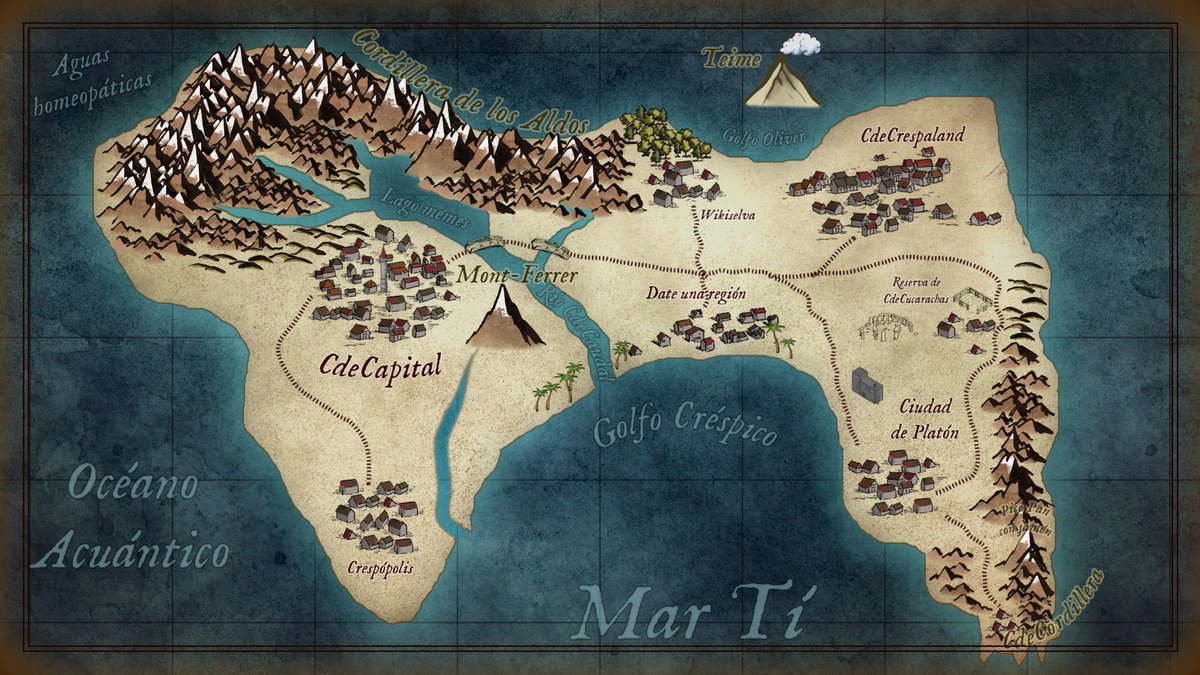 CdeCiencia's tweet photo. @cdecountry Para el día de la bandera, he hecho este mapa estilo medieval del país jejeje https://t.co/sPnGkKNL9M