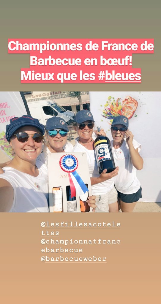 Louloubrunet's tweet photo. Championnes de #Barbecue en #boeuf !
Nos efforts on payés 😋 la canicule n'aura pas eut raison de nous 💪🥩🔥💃
#fillesacotelettes 
#barbecue #foodaddict #championnatsdefrance #championnes
@Camarguebbqfest https://t.co/lsZBM84AY1