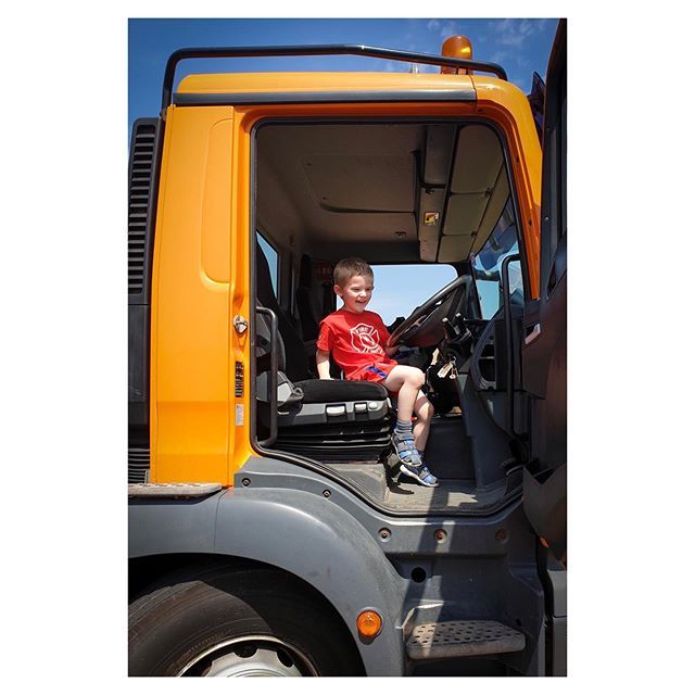 ndainsworth's tweet photo. Little Dude on his annual pilgrimage to the drivers seat of the Gritter. #hiddenhighways #rccopenday #romaquip #mantrucks #snowplough https://t.co/mUE5jhz849