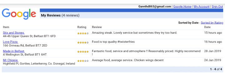 cadeanfoc's tweet photo. I've recently started leaving reviews at restaurants/take aways. Its good oul craic. Adds a bit more excitement to the eating experience https://t.co/yAnE1wbw8K