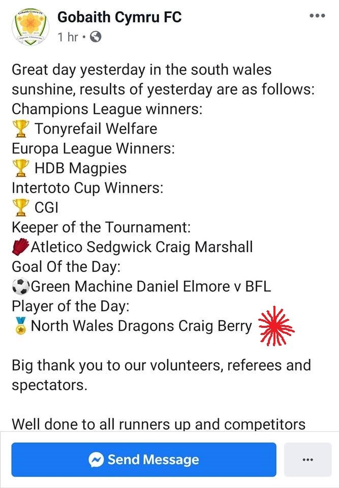 North Wales Dragons ๐ด๓ ง๓ ข๓ ท๓ ฌ๓ ณ๓ ฟ (@nwalesdragons) on Twitter photo Well done to our Craig Berry for being 'Player of the Day' at yesterdays <a href="/GobaithCymruFC/">Gobaith Cymru FC</a> #charitychampionsleague A great start in our new @WWHA shirts. :-) Well done to our Craig Berry for being 'Player of the Day' at yesterdays <a href="/GobaithCymruFC/">Gobaith Cymru FC</a> #charitychampionsleague A great start in our new @WWHA shirts. :-)