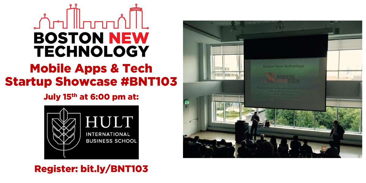 BostonNewTech's tweet photo. Join @BostonNewTech #BNT103 #Mobile #MobileApps #Startup Showcase 7/15 at 6 pm at @Hult_Business in #CambridgeMA
https://t.co/h29DywLtak
w/ #startups #Finalee #JumpR @LetsAllBeHeard @letsall_dogood @hollarhypeApp #BizdevIQ @TallyLabApp @skybondsor!
#NewEngland #Boston #MA https://t.co/3AMbLX6i9R