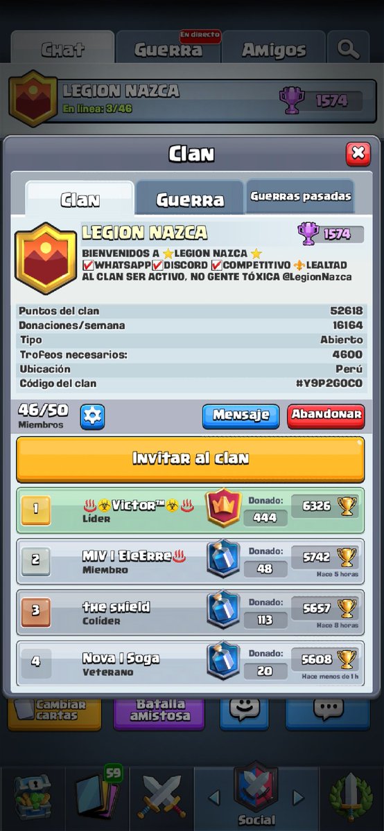 A unas cuantas horas de que la temporada culmine.. ❤️
Go liga Diamante únete a la familia Nazca,Contacto: +51975911552.
A por más✌️❤️
<a href="/AyudaJugador/">Ayuda Jugador</a> <a href="/EDWERVICTOR1/">Edwer Victor</a>