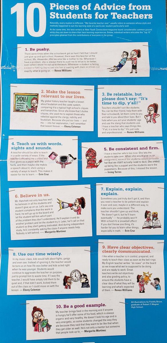 To Fearless Educational Leaders &amp; Teachers, let's rejuvenate this summer and advocate for our Scholars by encouraging Teachers &amp; Admins to also attend PDs that support the "10 Pieces of Advice from Students for Teachers". Credit goes to the teen Writers of New Youth Connections.