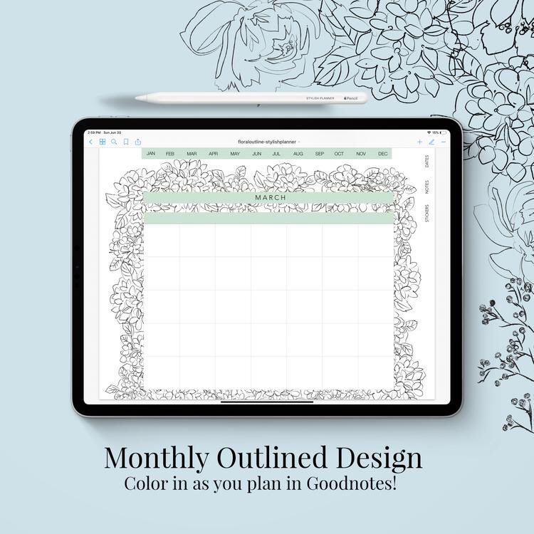 ECStylishCovers's tweet photo. NEW #digitalplanner layout!! Outlined Flowers Vertical Digital Planner - Undated 12 months https://t.co/0wc7qRQ9Ba