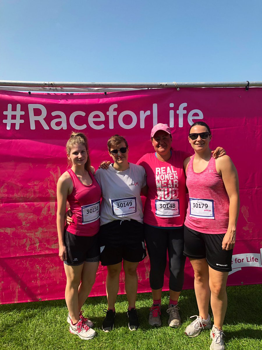 MVWFC's tweet photo. A few of the Villa women took part in the @raceforlife yesterday. It was a boiling day, so the muddy & watery obstacles were more than welcome! Top effort from Charlotte, Karen, @jofuller91 & @lucyspencerd. We can’t wait for next year. #RaceForLife #MVWFC #UpTheVilla 💙🏃🏼♀️ https://t.co/IO0TewC2x8