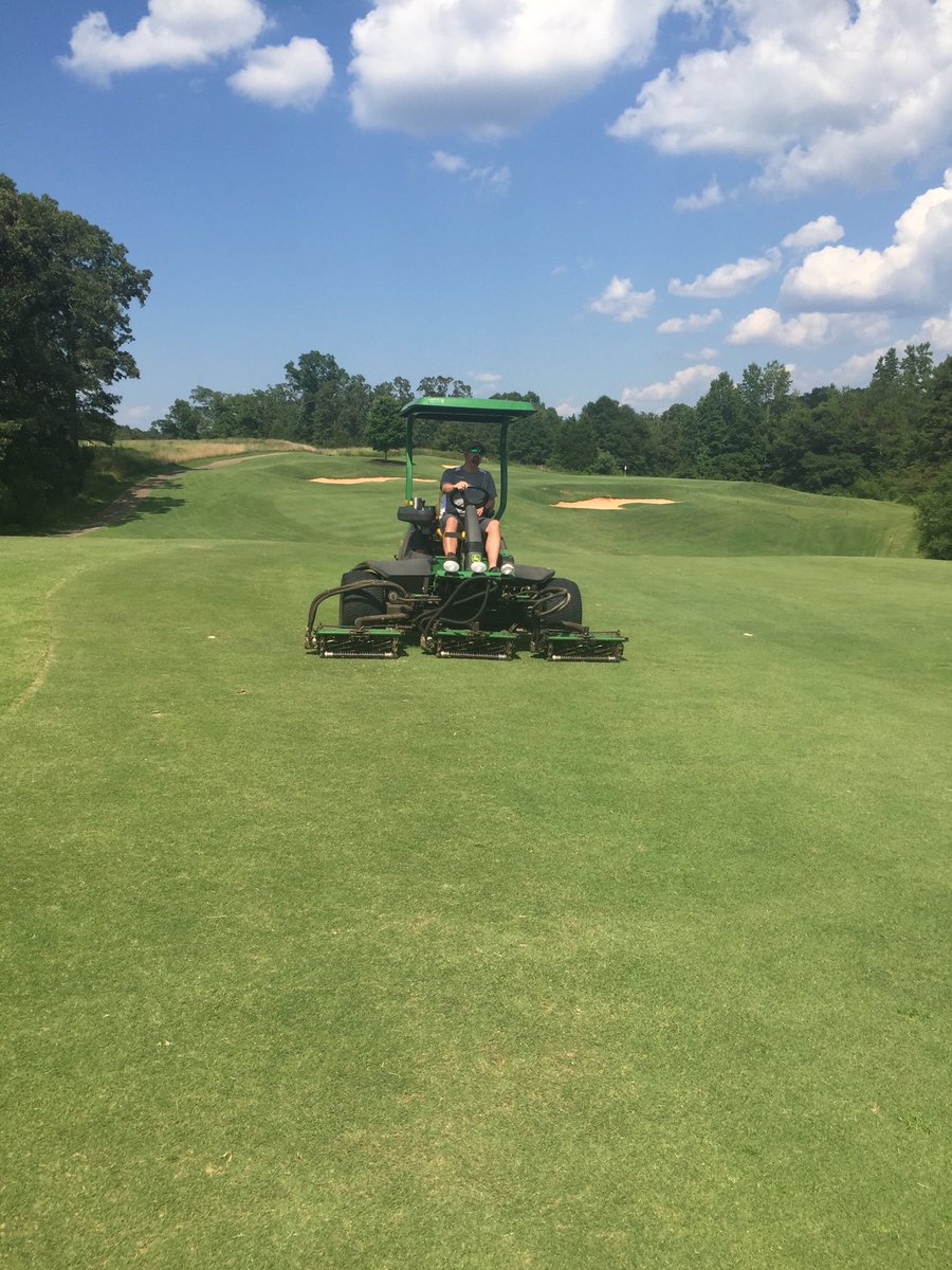Cateechee turf team working Sunday afternoon to get ahead on mowing so we can be our best for 9AM shotgun start tomorrow