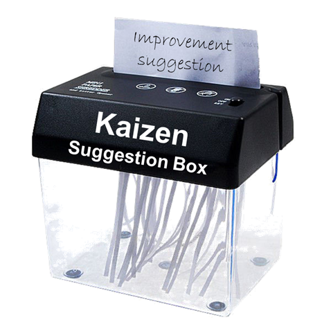 tnetland's tweet photo. Is your organization still having a #Kaizen suggestion box? Hate to break it for you: It does not work. #lean #LeanLeadership #3L #behavioraloperations https://t.co/Xv9PAtBApl