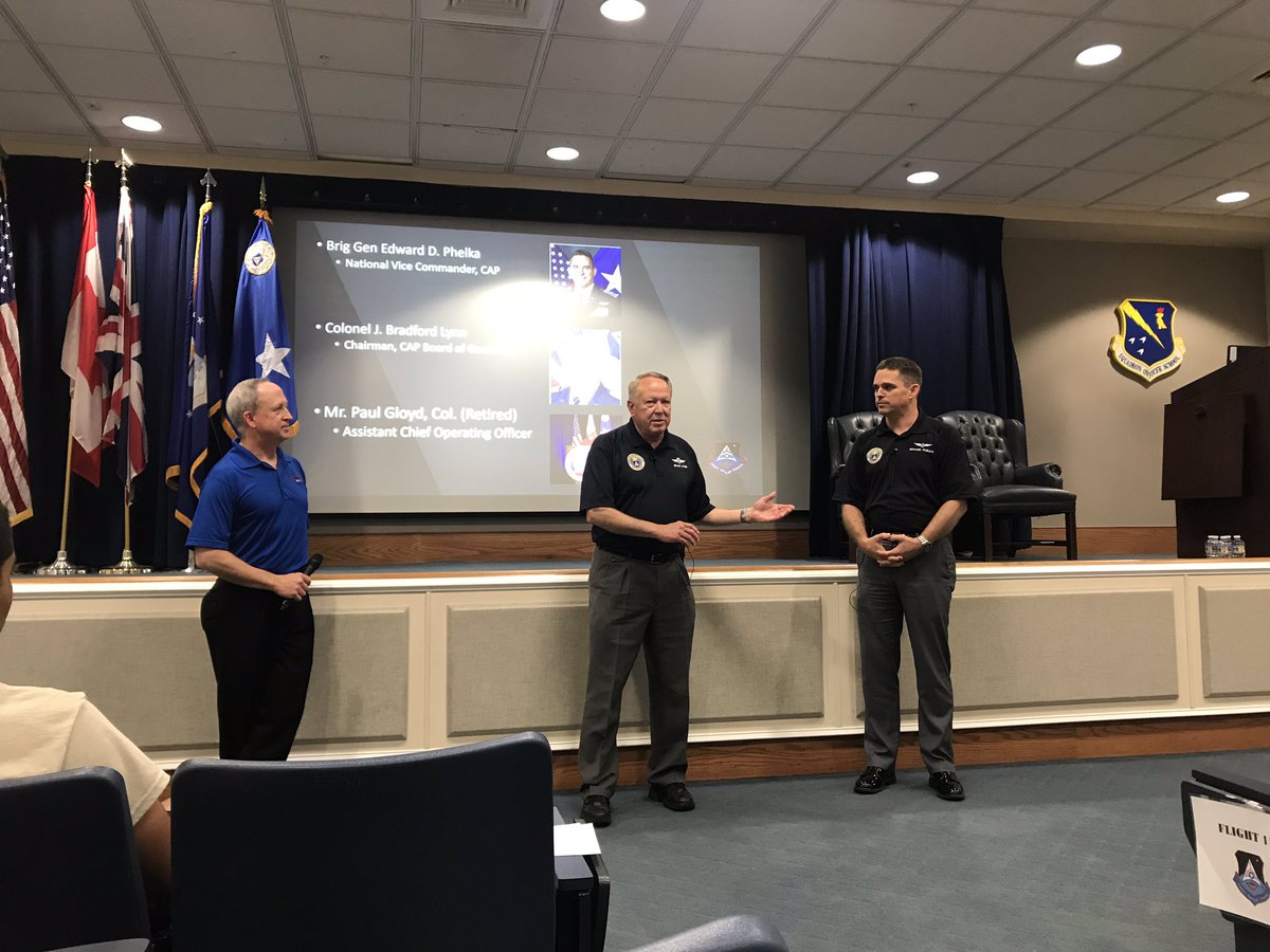 Our very special guests for Q &amp; A.

@BrigGenPhelka - National Vice Commander, CAP

Colonel J. Bradford Lynn - Chairman, CAP Board of Governors

Mr Paul Gloyd, Col. (Retired) - Assistant Chief Operating Officer, CAP