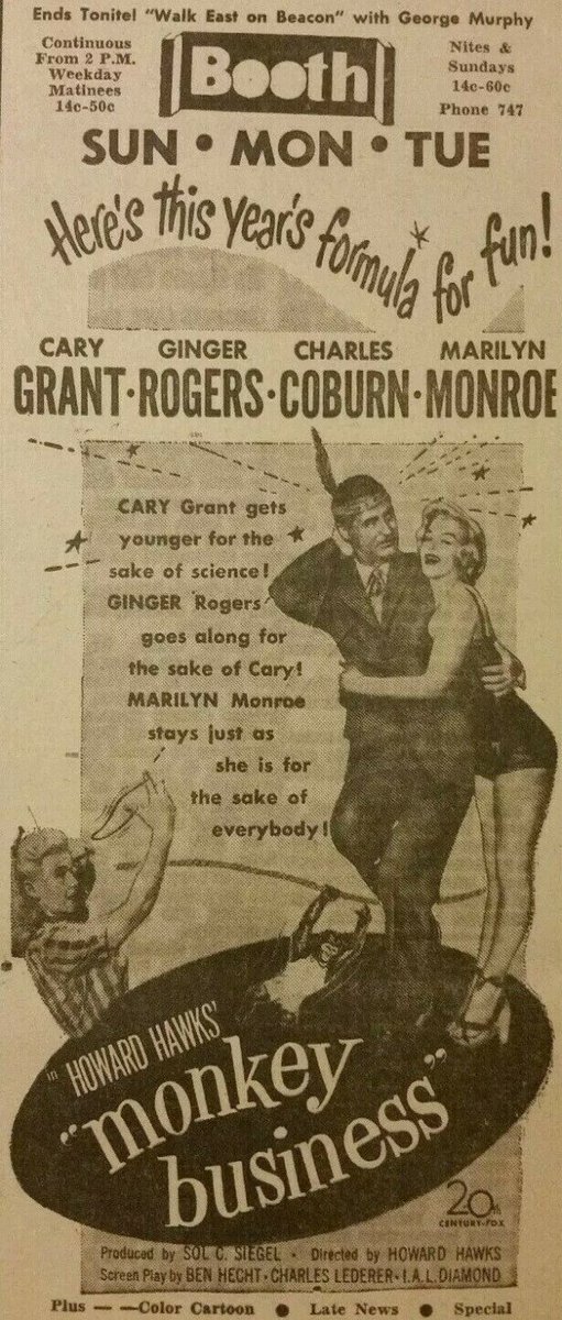 dylanpress's tweet photo. Here's This Year's Formula for Fun! #MonkeyBusines #TCMParty #CaryGrant #GingerRogers #MarilynMonroe #Advertising https://t.co/emxQdcDbQG