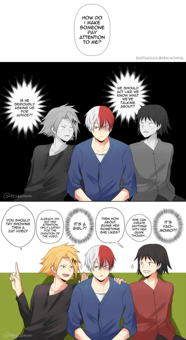 Read left to right

Todoroki gets some foolproof advice from KamiSero!

#todomomo #轟百 #BNHA 