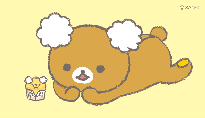 リラックマ、 きょうは博士マフィンとおそろい🧪 #キイロイトリ