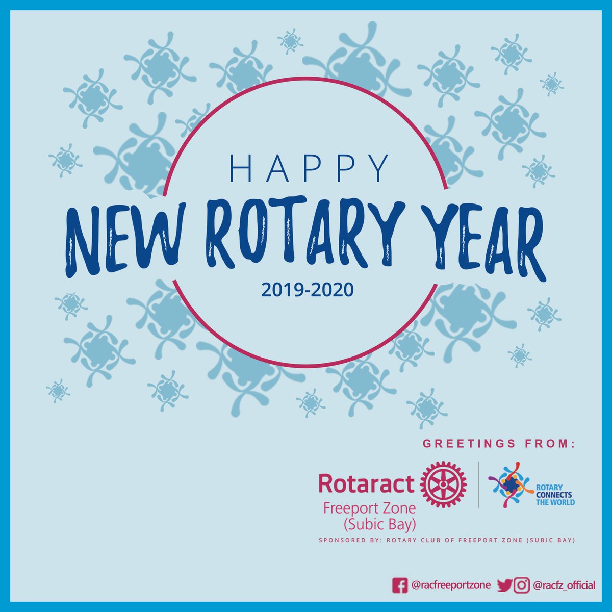 HAPPY NEW ROTARY YEAR to all friends and families of Rotary International!

Together, we are united. 
Together, we are connected. 

#RACFreeportZone #RACFZ #RotaryInternational #Rotaract #RotaryConnectsTheWorld #PilipinasRotaract #RID3790 #ChampionTeam #HappyNewRotaryYear