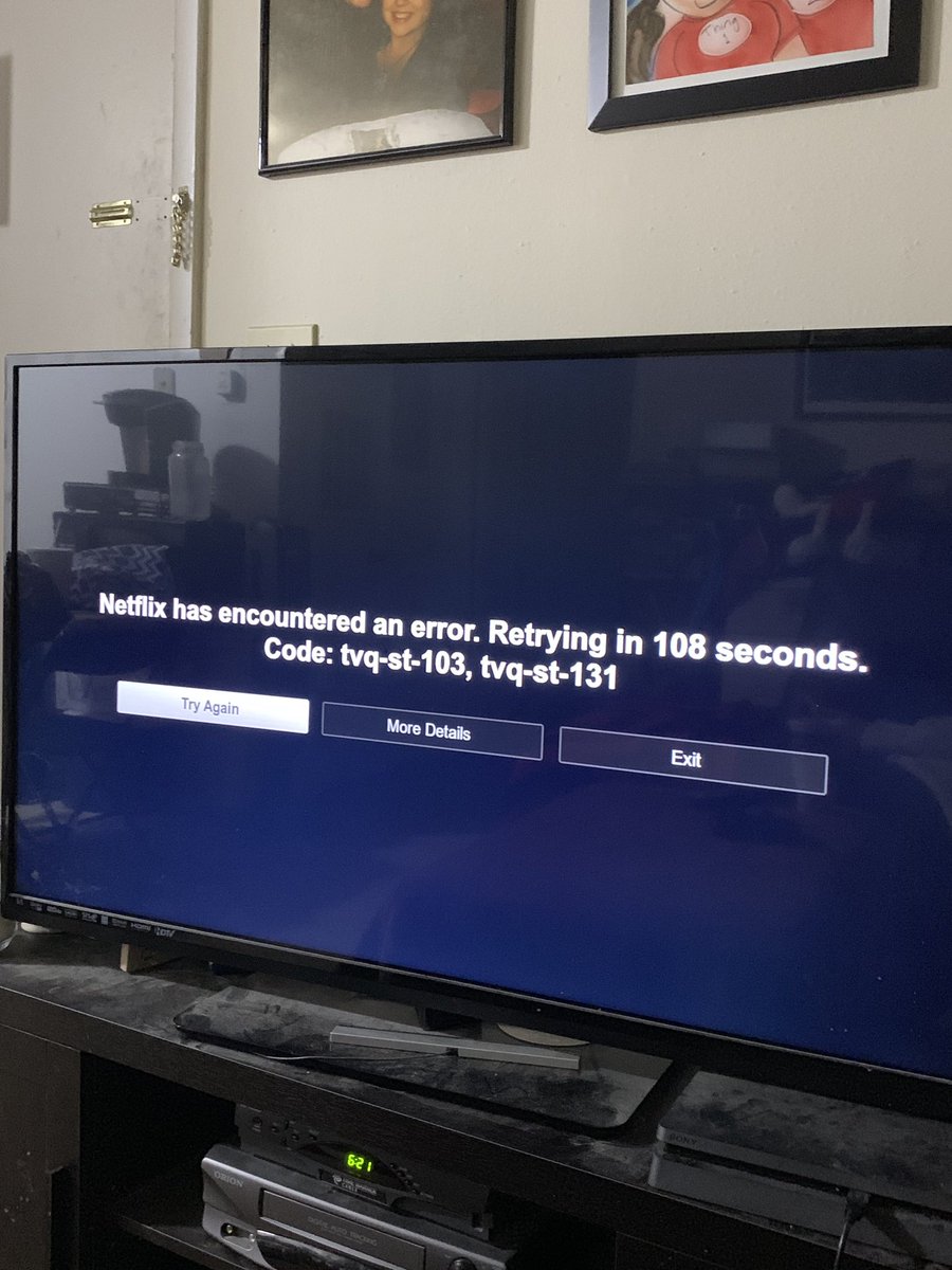 TraDill88's tweet photo. @netflix My Netflix is down on both the Amazon Fire TV and PS4 apps. The iPhone app works fine. Same Wi-Fi network. I've done all the troubleshooting on your website. No luck. Other people in my city are having the exact same issue. https://t.co/74jCZvWVYX
