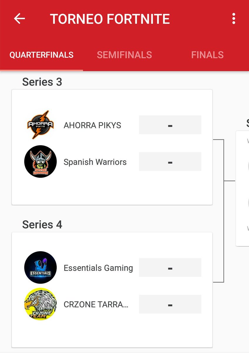 cuentacerrada54's tweet photo. [#EMPAREJAMIENTOS]

Aquí tenéis los emparejamientos de nuestra Primera Competición organizada de Fortnite. Mucha suerte a todos los equipos, los Cuartos de Final se jugarán el día 4. https://t.co/PixY3SauHe