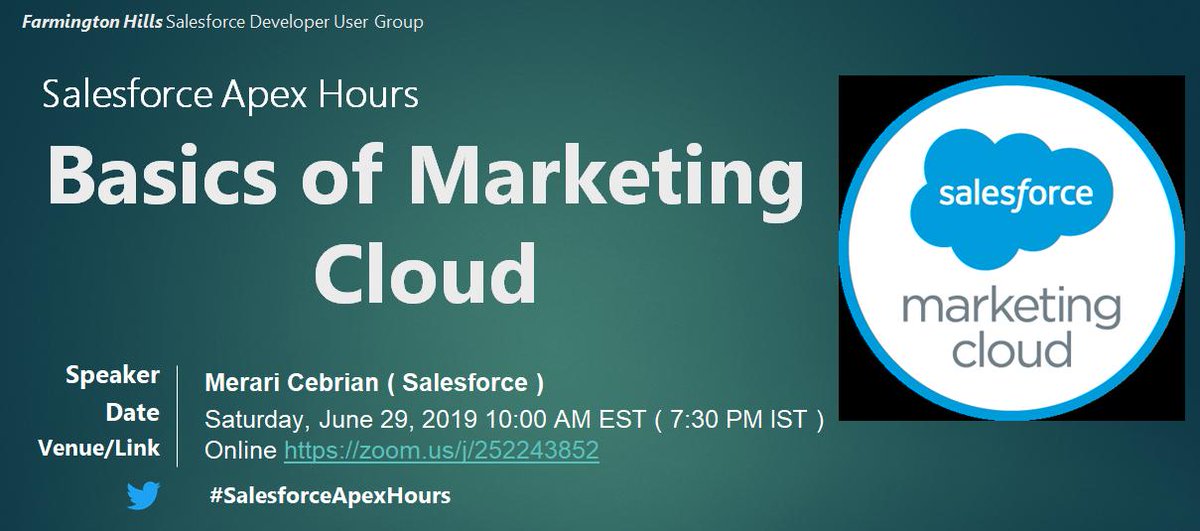 ApexHours (@apexhours) on Twitter photo Thank you so much Merari Cebrian for a great session on <a href="/marketingcloud/">Salesforce Marketing Cloud</a>
Here is recording of session youtu.be/XM2G6ucoc9M
CC : <a href="/amit_sfdc/">Amit Chaudhary</a> <a href="/jigarshah189/">Jigar Shah</a> <a href="/prajsszz/">Prajakta Samant</a> Thank you so much Merari Cebrian for a great session on <a href="/marketingcloud/">Salesforce Marketing Cloud</a>
Here is recording of session youtu.be/XM2G6ucoc9M
CC : <a href="/amit_sfdc/">Amit Chaudhary</a> <a href="/jigarshah189/">Jigar Shah</a> <a href="/prajsszz/">Prajakta Samant</a>