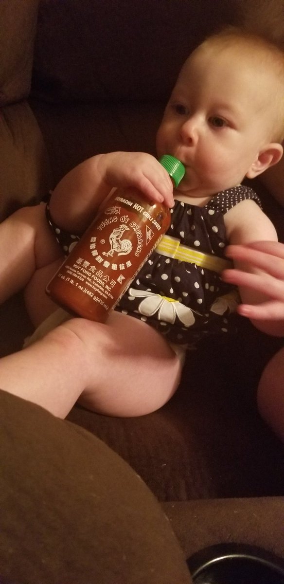 #Sriracha @huyfongfoods New baba😂 She gets it from her daddy
