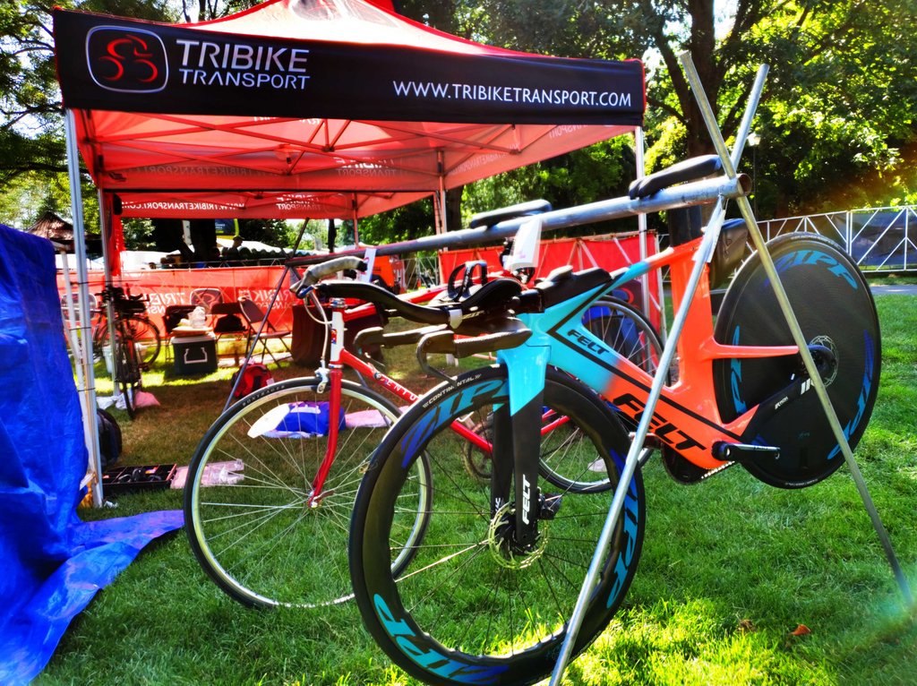 We transport anything from cruisers to mountain bikes to race-winning machines. Anyone know whose Felt that is?