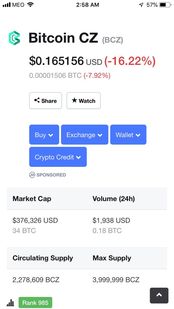 0nline123456's tweet photo. My next 1000x coin .... #bcz #bitcoincz ,,, get ready peeps #btc #eth #ltc #crypto #binance #counbase #blockchain https://t.co/puc0wiYtVW
