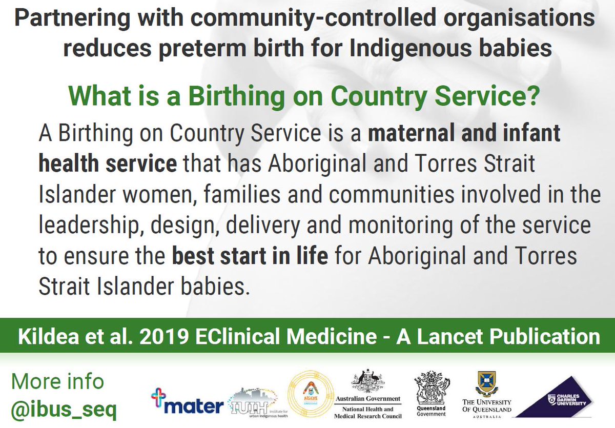We need more #birthingoncountry services around Australia to ensure the #beststartinlife for Aboriginal and Torres Strait Islander babies doi.org/10.1016/j.ecli… @iuih_ @ATSICHSBris @maternews @materresearch @cduni @uqhealth @nhmrc @NACCHOAustralia @CATSINaM @MidwivesACM