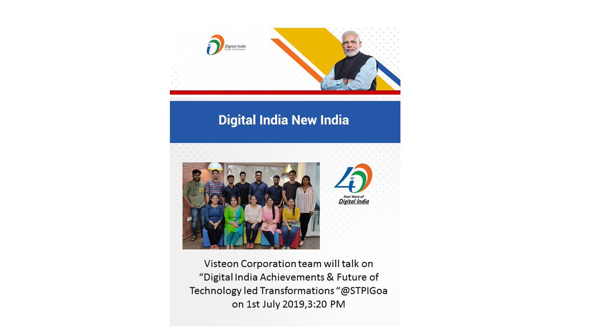 @Visteon team will talk on “Digital India Achievements & Future of Technology led Transformations “ #STPIINDIA #DigitalIndia  #ProductNation. #DigitalIndiaNewIndia #MakeinIndia #StartupIndia @RSPrasad @SanjayDhotreMP @GoI_MeitY @SecretaryMEITY @Omkar_Raii