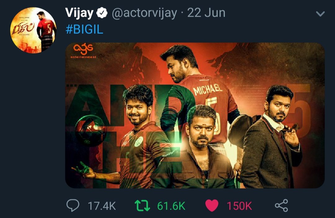 150k+ likes for #bigil2ndlook 🔥