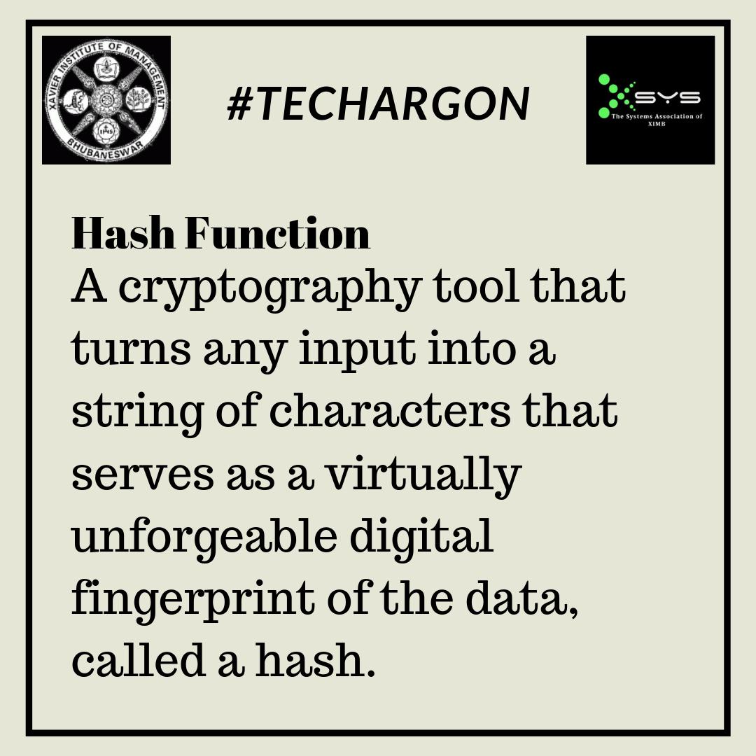 XSYS_XIMB's tweet image. #Techargon by #XSYS brings you the tech jargon of the day! Do you know what a #HashFunction is?

#TechargonDay #Blockchain #Envision2019 #XIMB