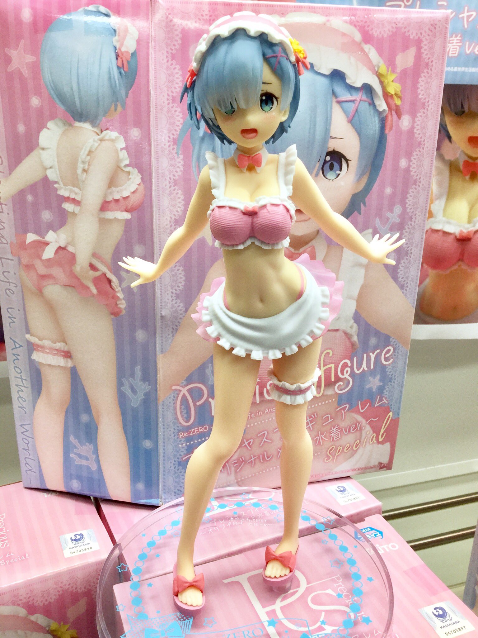 リゼロ レム フィギュア オリジナル メイド水着ver にっこり ver 未開封Re:ゼロから始める異世界生活 プレシャスフィギュア レム
