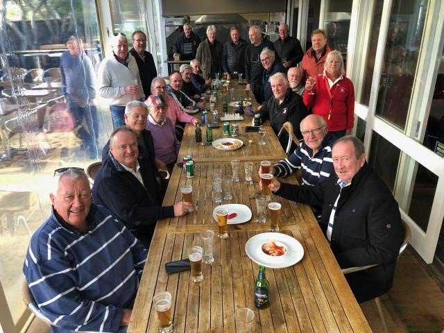 His mates at “Prayers”, the Sunday sippers gang, toasting Johnno’s life.  They meet each Sunday at the Sorrento RSL and left Ian Johnson’s chair vacant and a glass of Sauvignon Blanc half full as a tribute to him.  Well played Johnno.