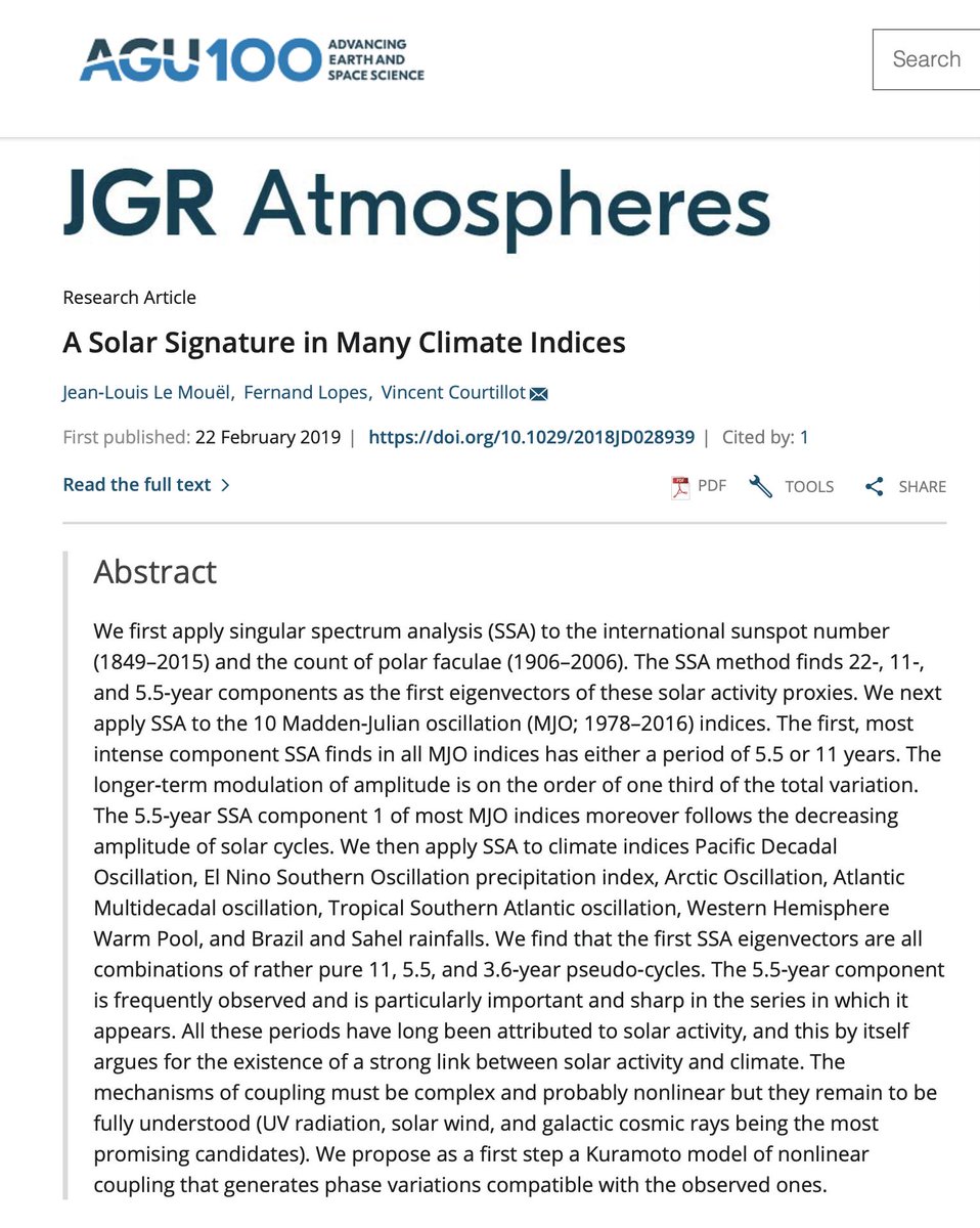 WWeijari's tweet image. A sign of solar activity is present in many major oscillations but as for the mechanism is complex it remains yet to be fully understood. doi.org/10.1029/2018JD… #solarforcing #climatechange