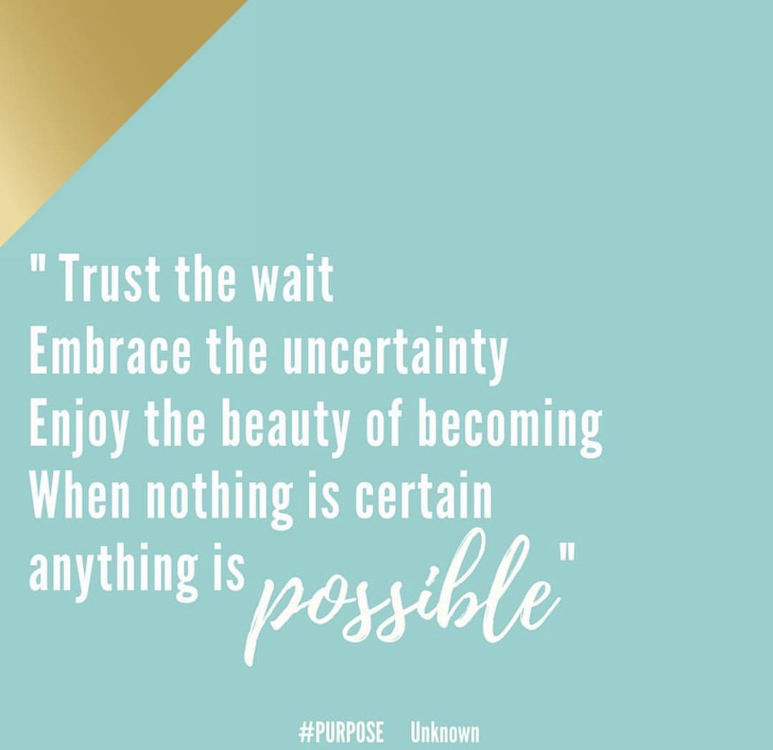 JessicaHuieMBE's tweet image. Trust the wait. Embrace the uncertainty. Enjoy the beauty of becoming. When nothing is certain anything is possible.
 #QOTD