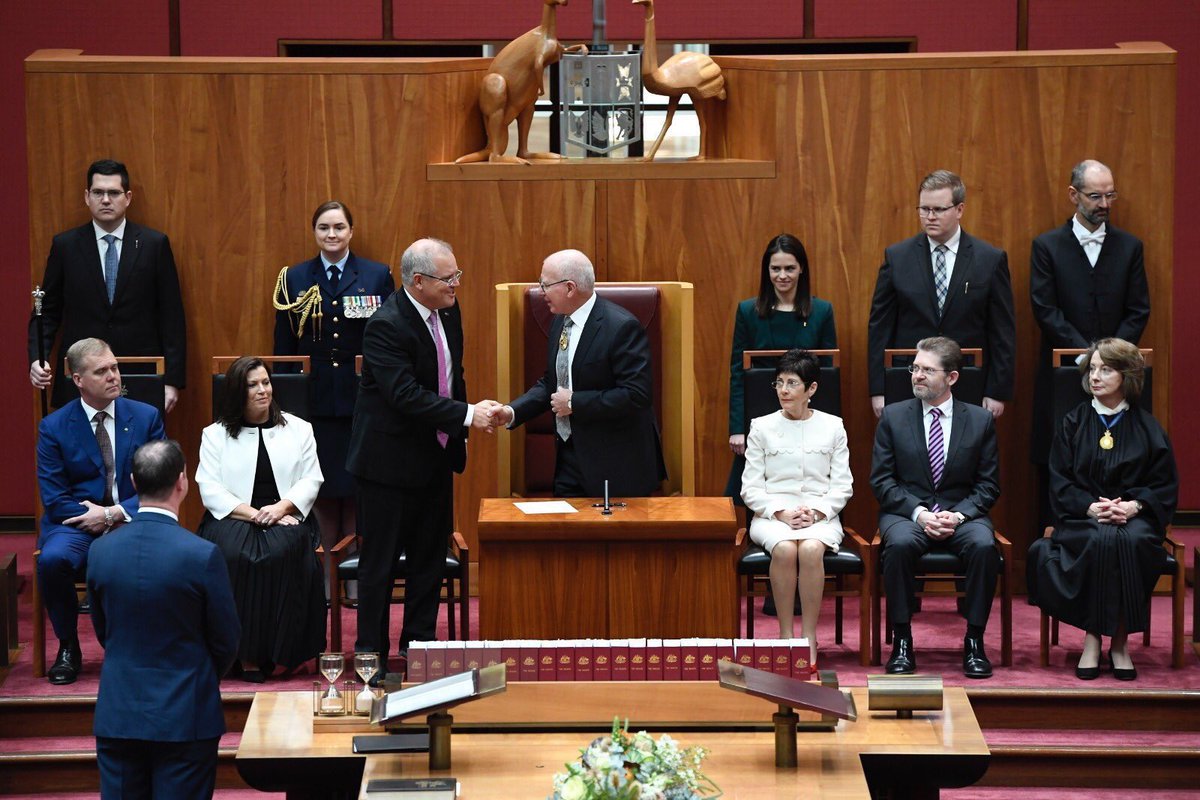 moroccoinaussie's tweet photo. The Ambassador of the Kingdom of #Morocco, Mr #Karim_Medrek has been honoured to attend the official ceremony during which the Hon. #David_Hurley, former Defence Chief and New South Wales Governor, has been sworn in, as the 27th #Governor_General of the Commonwealth of #Australia https://t.co/kxLy4uJFKv