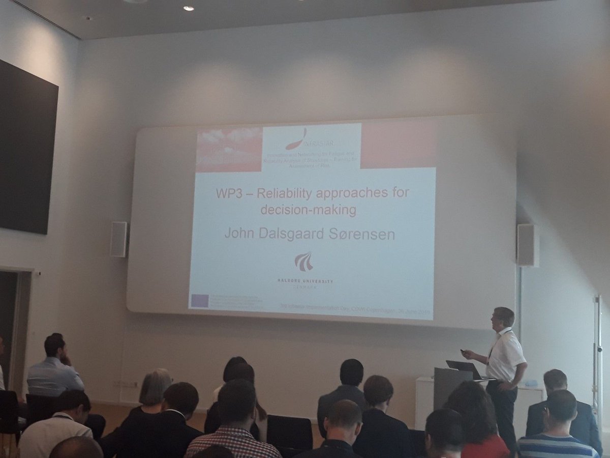 INFRASTAR_ITN's tweet photo. Back to the 3rd @EU_H2020 @MSCActions @INFRASTAR_ITN #ImplementationDay @COWIdk.
Introduction of the WP3's presentations by Prof. John Dalsgaard Sørensen, WP3 leader, from #AalborgUniversity. Mange tak John! 👏 https://t.co/siLnZCTfJq