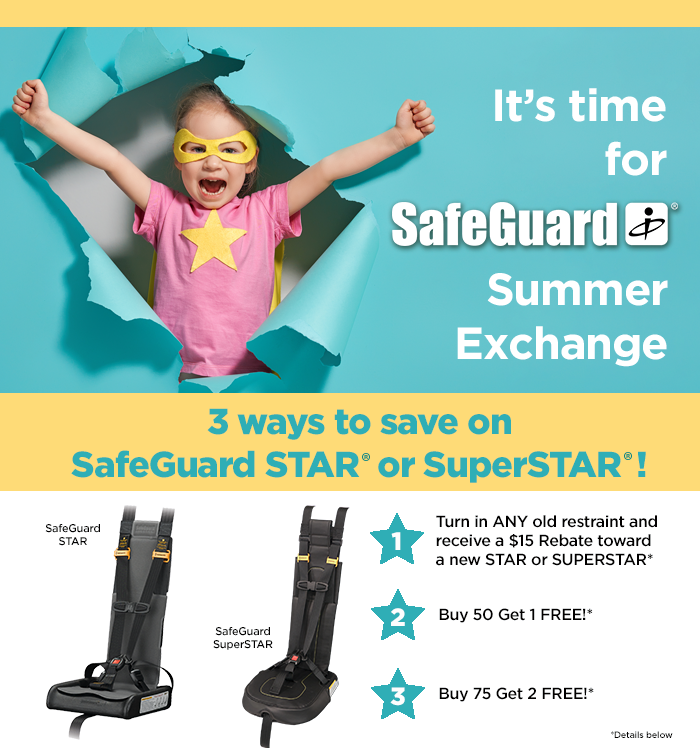 SafeGuardSeat's tweet photo. It's that time of year! Time to replace your worn or retired portable restraints. SafeGuard can help save your district money with the SafeGuard Summer Exchange. Learn more at https://t.co/IjDhIMLch4 https://t.co/NKH50JlOp8