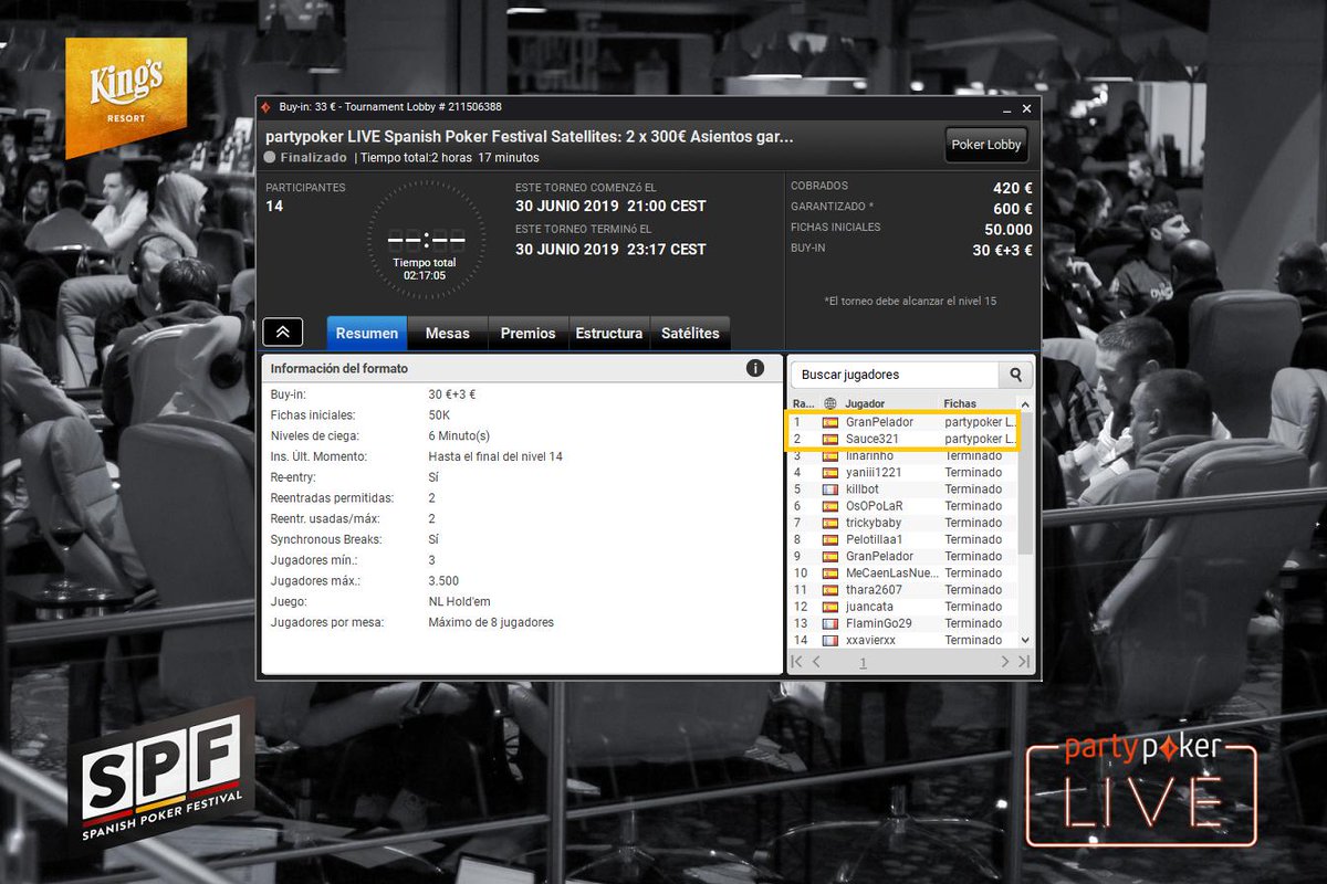 SPFpoker's tweet photo. "GranPelador" 🏆 y "Sauce321" 🏆 fueron anoche los ganadores de las 🎟️🎟️ en el satélite de @PartyPokerEs 

A las 21h. tienes una nueva oportunidad con 🎟️🎟️ GTDs por 💰 33€ de Buy in.

¡No esperes más! ¡Solo quedan 3 semanas para el #SPFRozvadov 🇨🇿! 😍

#RoadToSPF https://t.co/BfUcj90Dmu