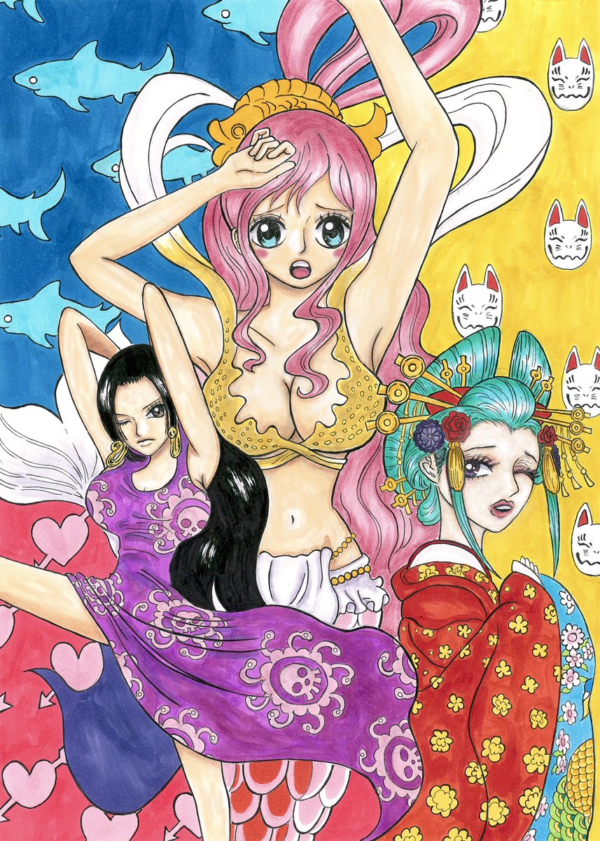 エーケー ワンピース 世界三大美女 裏 Onepiece ボア ハンコック しらほし姫 小紫 ワノ国 アナログイラスト コピック アイビスペイント ほぼ模写 エーケー ワンピース 世界三大美女 裏 Onepiece ボア ハンコック しらほし姫 小紫 ワノ国 アナログイラスト コピック アイビスペイント ほぼ模写