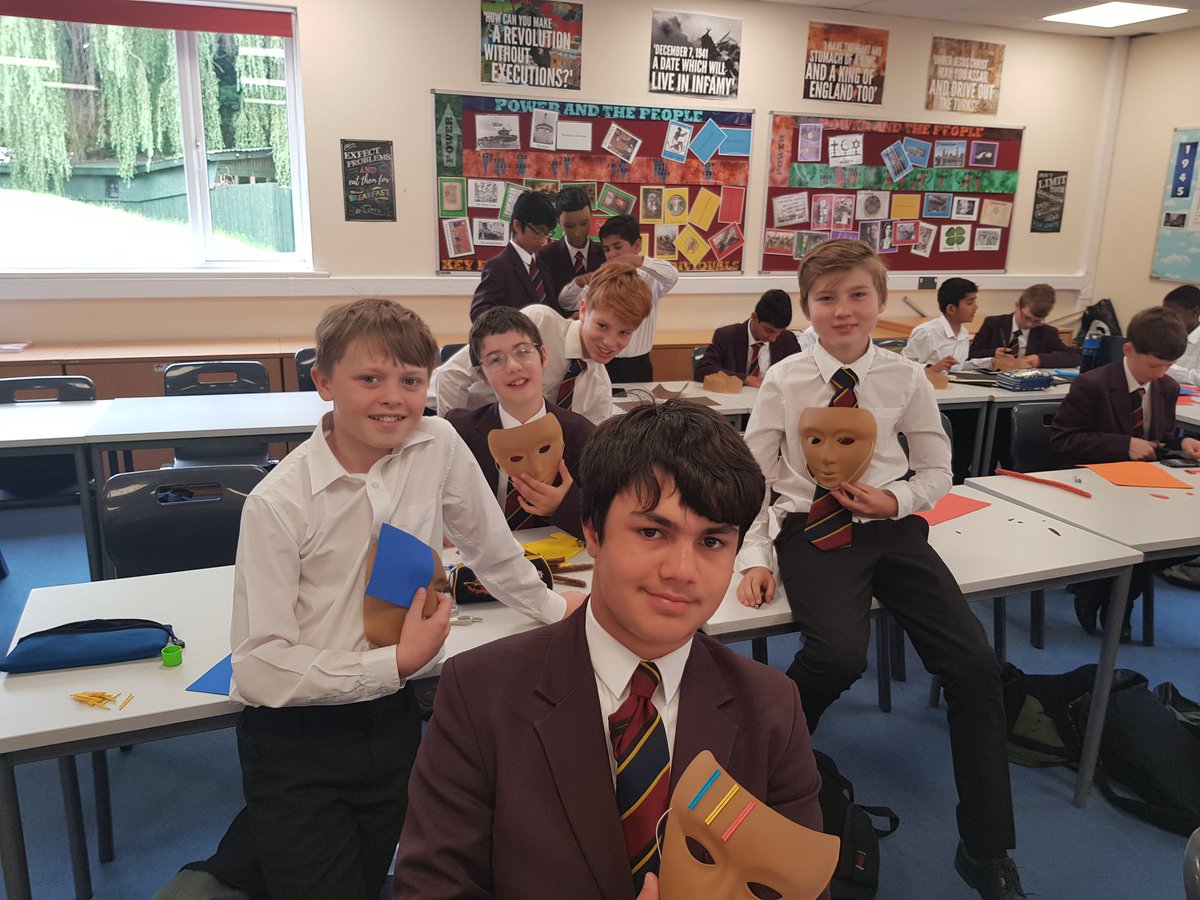 HA_HistoryDept's tweet photo. Some of our Year 7 will be creating masks from history this week. They seem to be having fun in their design phase lesson. :) https://t.co/xwozaemtw1