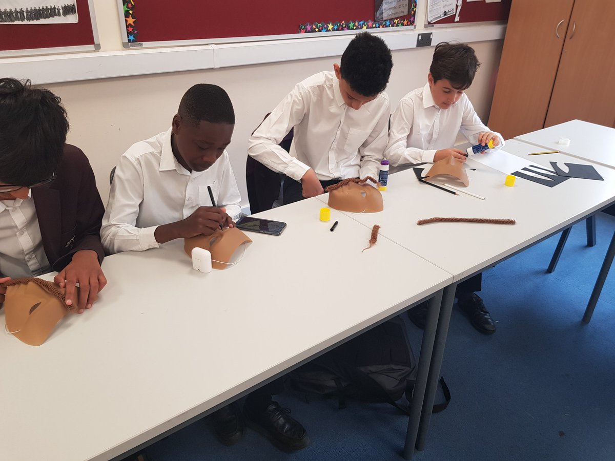 HA_HistoryDept's tweet photo. Some of our Year 7 will be creating masks from history this week. They seem to be having fun in their design phase lesson. :) https://t.co/xwozaemtw1