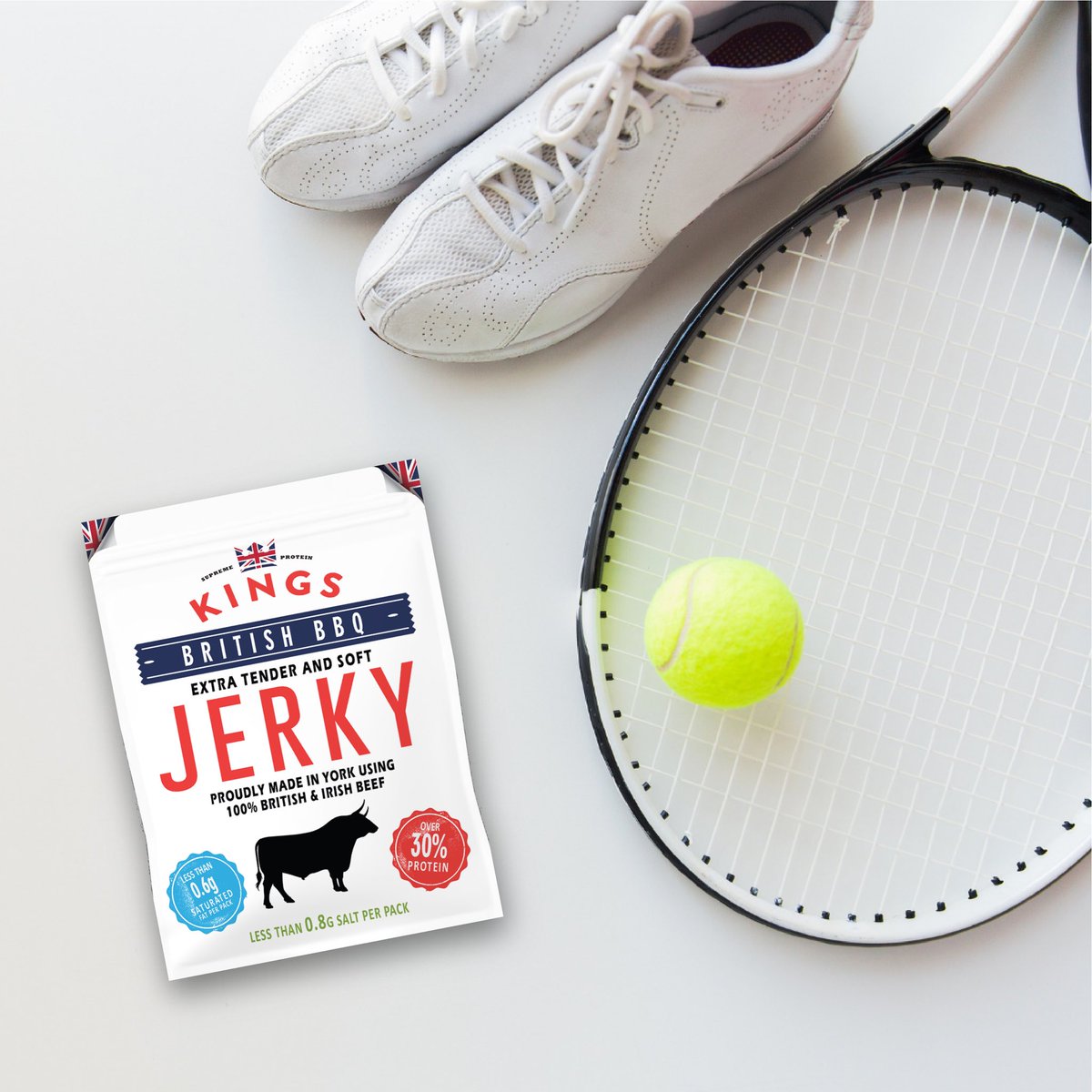 kingssnacks's tweet image. We’re not going for strawberries and cream this year. British BBQ Beef Jerky will do nicely. #Wimbledon2019 #proteinonthego