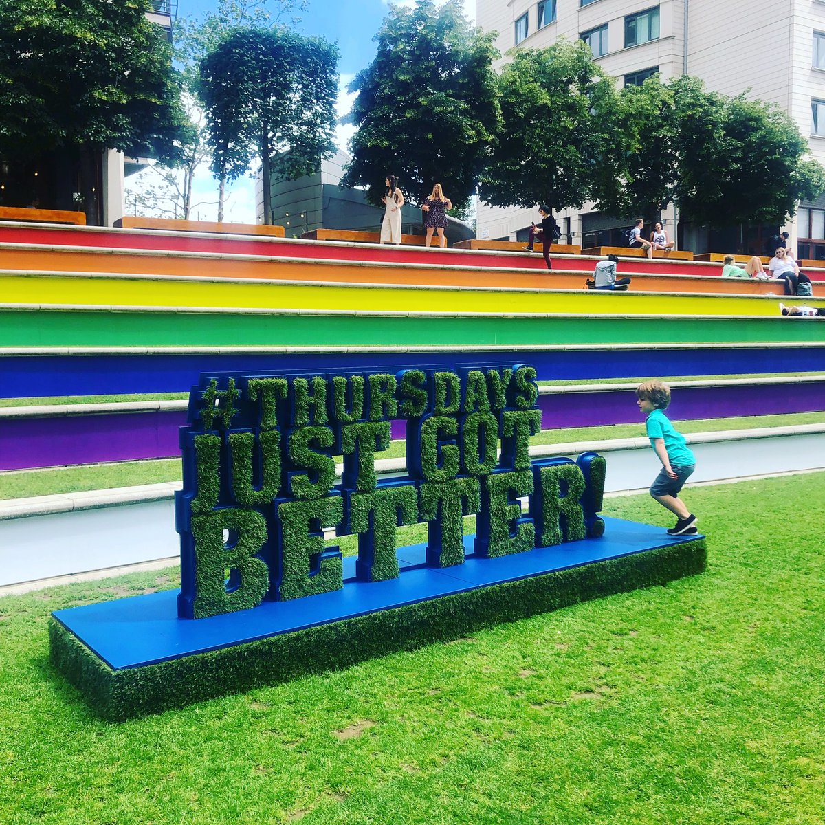 JRNY_Design's tweet photo. A little fan interacts with the giant letters we designed and installed at @PaddingtonCen for @HomeOfCricket as part of an activation promoting Thursday night cricket at Lord’s this summer. #Thursdaysjustgotbetter https://t.co/FuVsFSAfxd