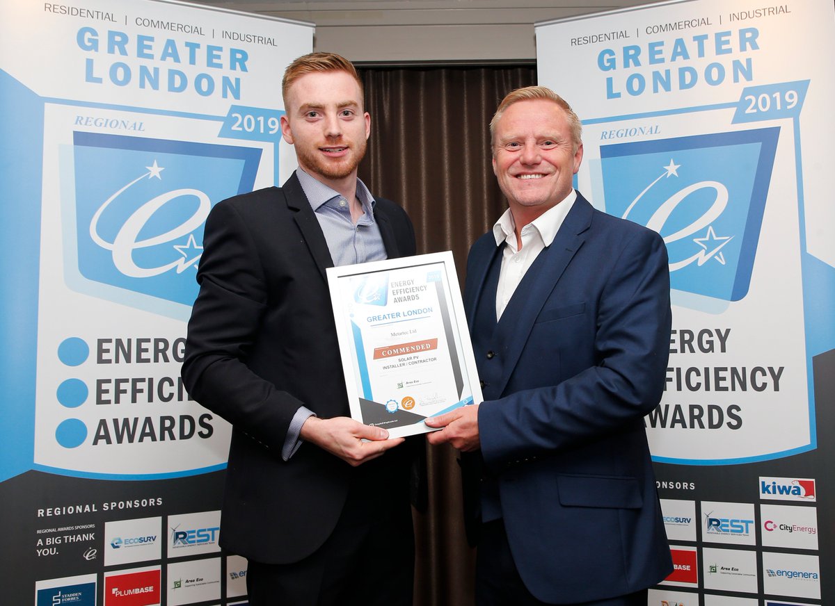 We are excited to announce that Metartec won the commended award for Solar PV Installer Of The Year at the Energy Efficiency Awards 2019! Thank you to our colleague Stephen, who accepted the award on the companies behalf. #poweringyourfuture
