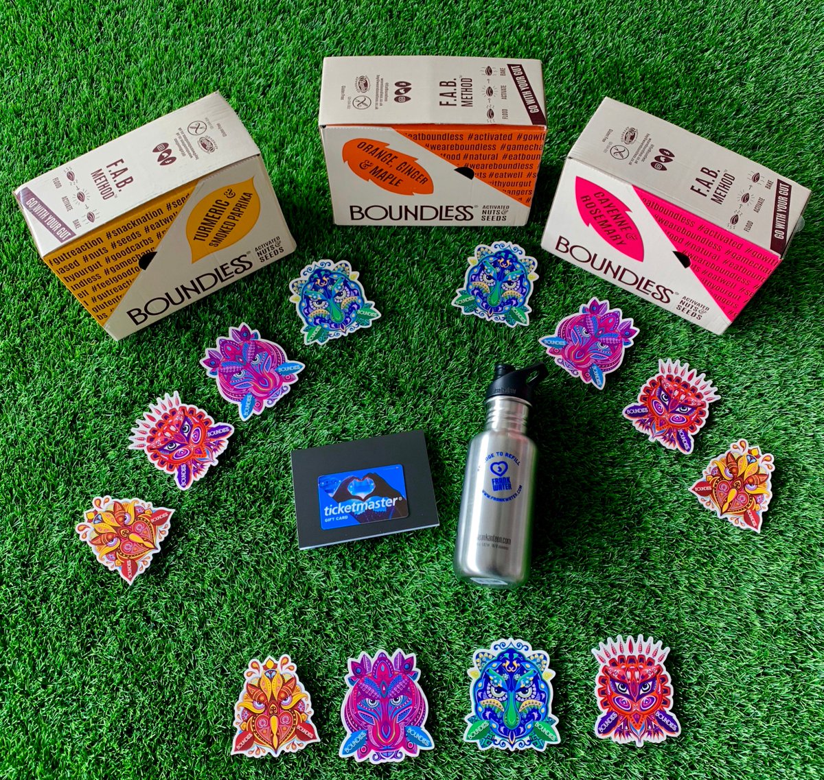greenjinnapp's tweet photo. 🎉 GIVEAWAY 🎉 Get ready for festival season with Boundless 💃🎶 Win a £50 Ticketmaster voucher, 3 cases of beautiful Boundless snacks and @frankwater bottle 😍! To enter:

1) Follow @greenjinn @EatBoundless 
2) Like &amp; RT to win 😋!

Good luck! Ends 07/07
https://t.co/ip3SlpVbTC https://t.co/Rm7sLwtIjm