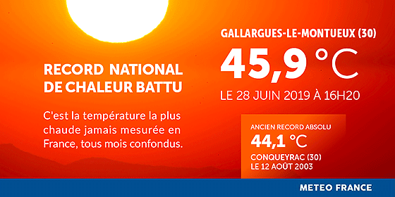 Meteo France On Twitter Canicule De Tres Nbx Records Absolus De T C Battus Ces Derniers Jrs Pour La France 45 9 C A Gallargues Le Montueux Par Ville 44 4 C A Nimes 43 5 C A Montpellier 42 4 C