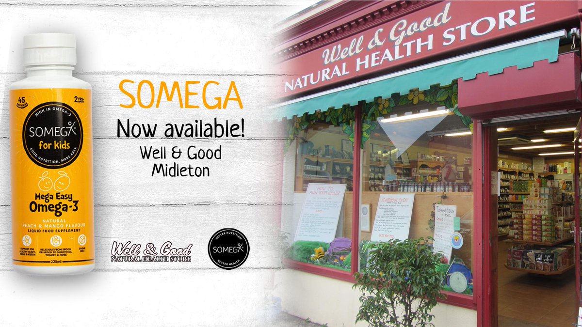 ✨ New Stockist ✨

SOMEGA is now available in the wonderful Well &amp; Good Natural Healthstore in Midleton.

For a delicious, nutritious omega-3 fish oil supplement for your family, just pop in to Jill and her helpful staff 👨‍👩‍👧‍👦 

#healthfood #midleton #brainfood #omega3