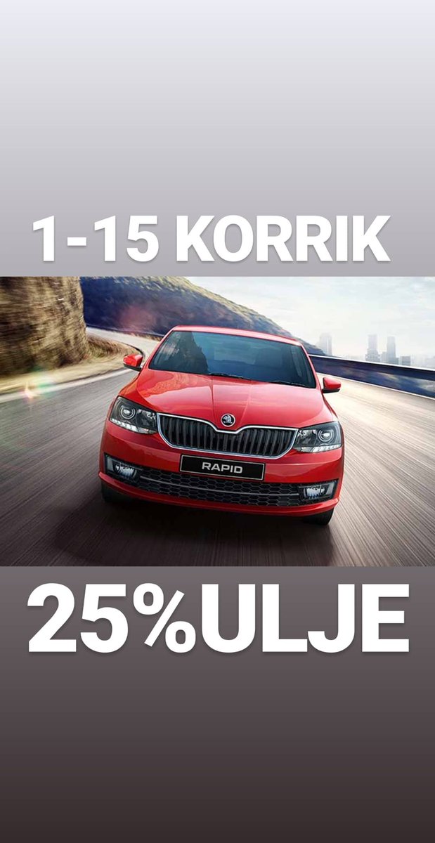 rentacarinal's tweet photo. PERFITO 25%ULJE nga dt 1-15 KORRIK
REZERVO ONLINE: Skoda Rapid
https://t.co/0UkPkJ6ODi https://t.co/QlSYN3HiyT