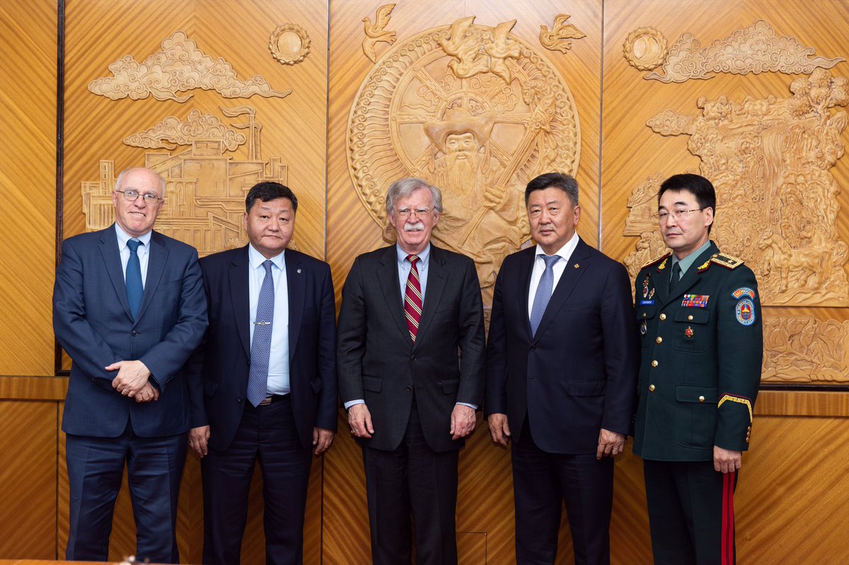 .<a href="/AmbJohnBolton/">John Bolton</a> had warm and productive meetings with Mongolian officials. Our relationship with #Mongolia matters as we work together to advance democracy, peace, and prosperity in the #IndoPacific.