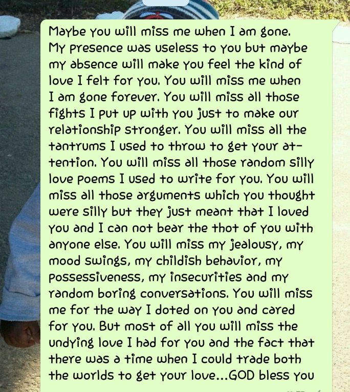 Naisonnya's tweet photo. #OpenLetterToMyEx my heart bleeds daily and i still cant believe u failed to fight for our 4 year long relationship. https://t.co/oLy8tGBEMO