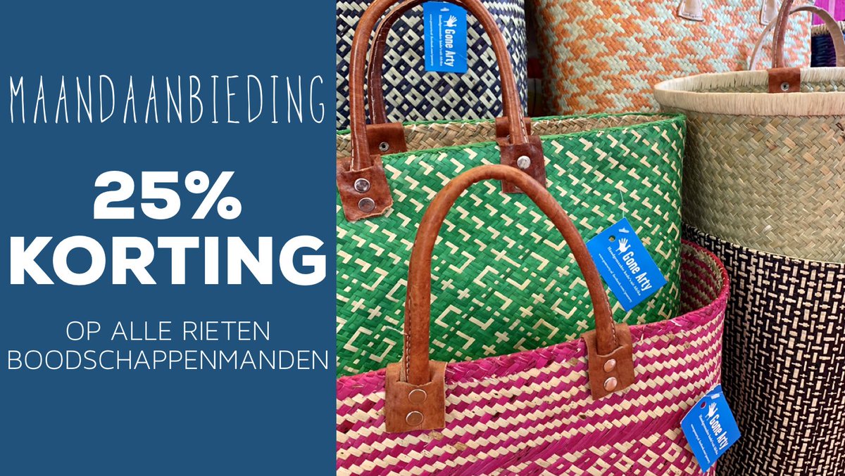 De hele maand juli krijg je 25% korting op alle rieten boodschappenmanden. 
#Wereldwinkel #Groningen #fairtrade #manden #boodschappen #Madagascar #Niger #Marokko #korting