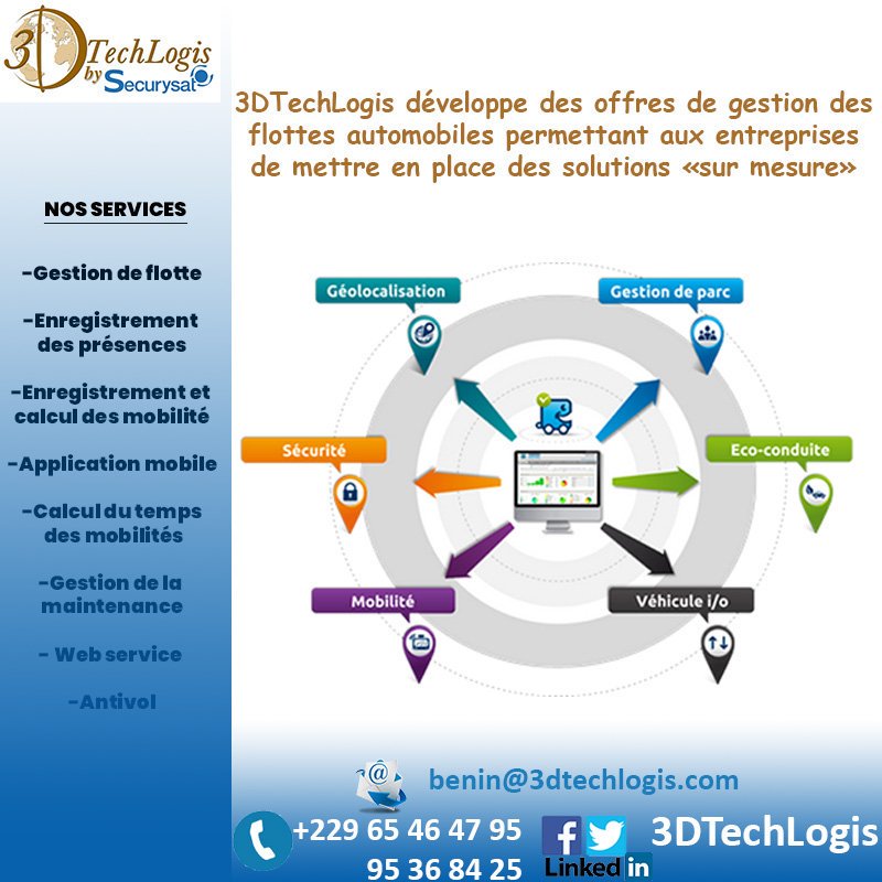 3dtechlogis's tweet photo. Avec le service de géolocalisation de @3dtechlogis, plus de soucis dans le contrôle et la gestion de vos véhicules ou de votre flotte de véhicules
@3dtechlogis @benin https://t.co/n1JdbF2xIr