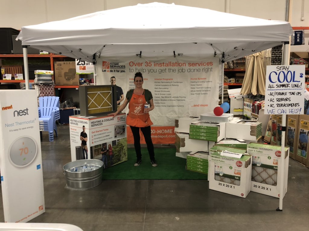 pmfeller's tweet photo. HVAC weekend! The Home Depot can help you stay cool all summer long! Let us help you with a tuneup, repair, or replacing that old inefficient AC unit! #3314Rocks #freeicewater #leadsinsaleswin @JeremyVasquez76 @luvnzak1 @thd3314 @lgcoolj https://t.co/F78HtSoR31